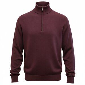 Joseph Abboud Burgundy Extra Fine Merino Wool Quarter Zip 2XL